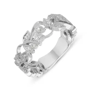 18ct White Gold 0.23ct Diamond Entwined Floral Ring