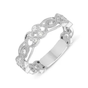 18ct White Gold 0.23ct Diamond Entwined Heart Ring