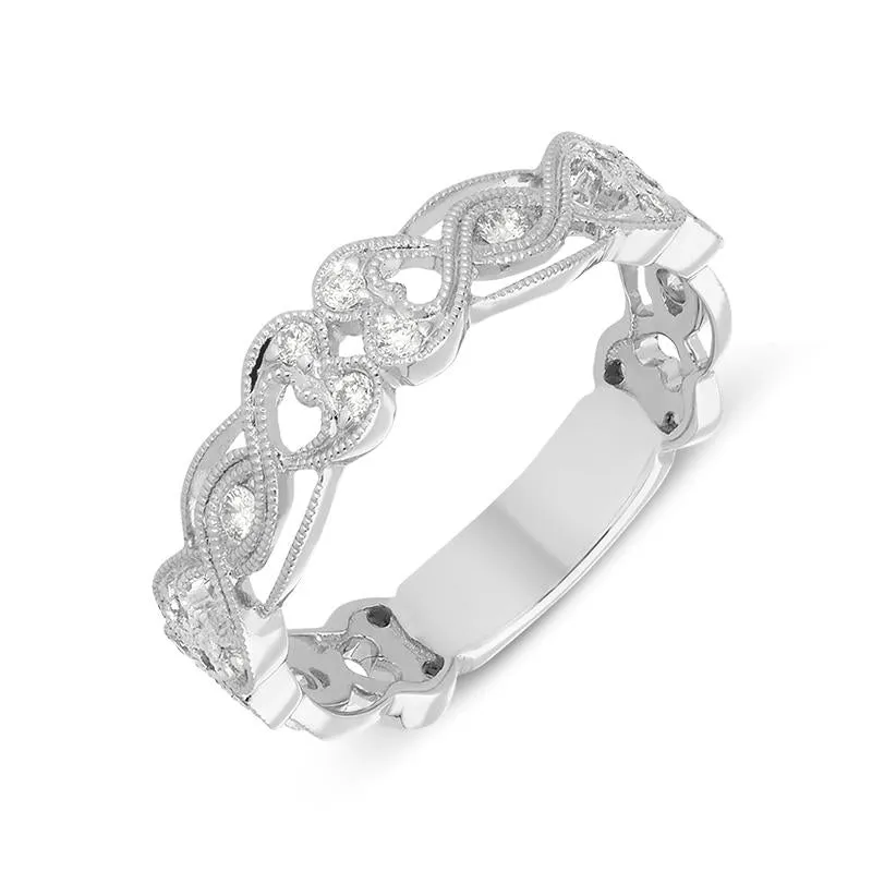 18ct White Gold 0.23ct Diamond Entwined Heart Ring