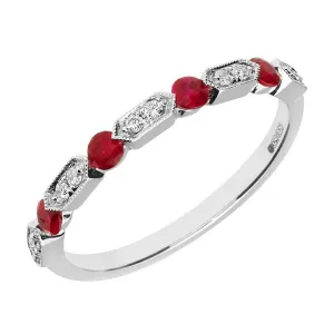 18ct White Gold 0.30ct Ruby 0.07ct Diamond Half Eternity Ring
