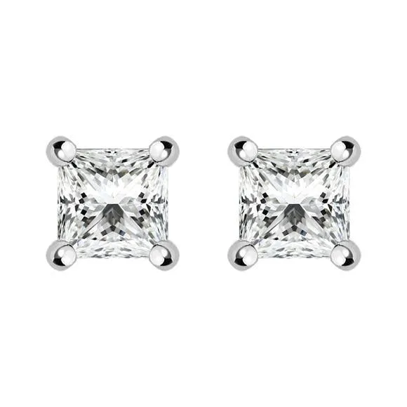 18ct White Gold 0.31ct Diamond Princess Cut Stud Earrings