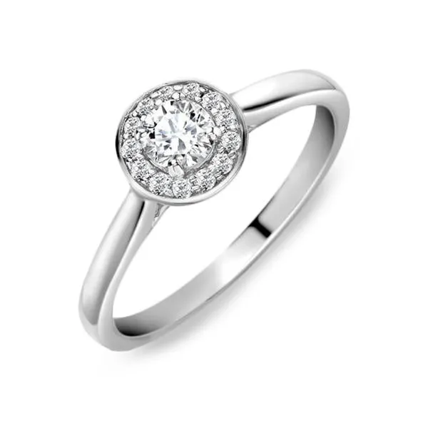 18ct White Gold 0.31ct Diamond Vintage Halo Cluster Ring