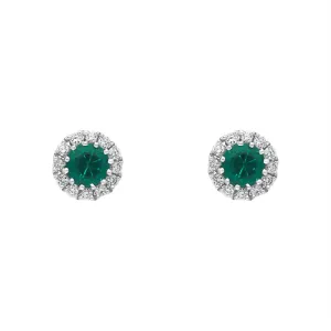 18ct White Gold 0.31ct Emerald Diamond Cluster Earrings