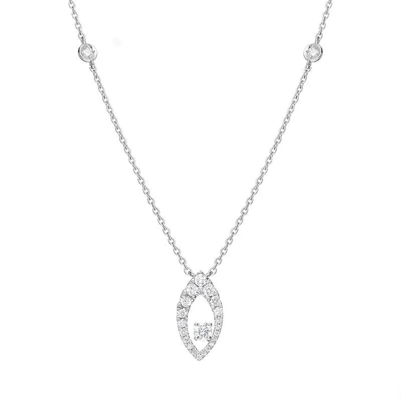 18ct White Gold 0.35ct Diamond Open Marquise Necklace