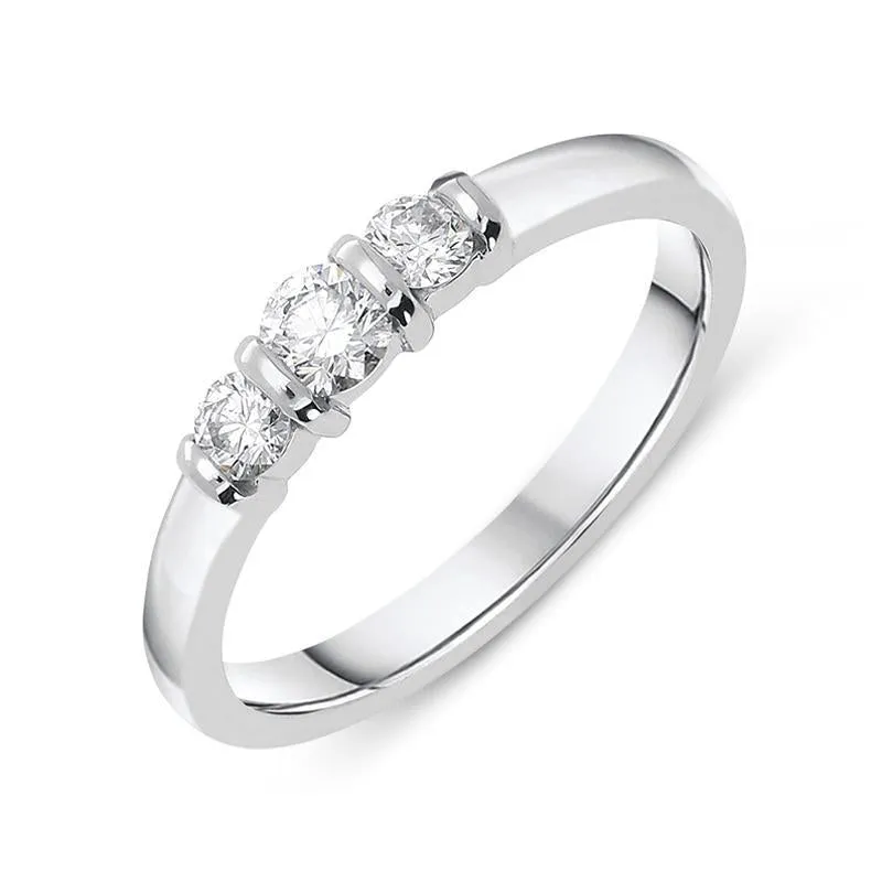 18ct White Gold 0.36ct Diamond Trilogy Bar Set Ring