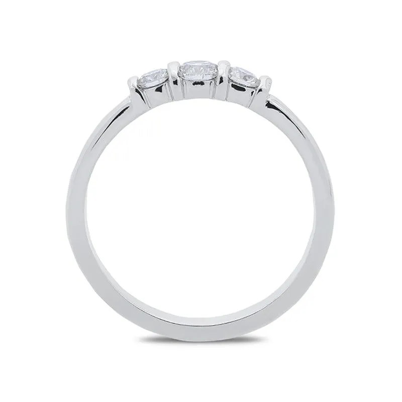 18ct White Gold 0.36ct Diamond Trilogy Bar Set Ring