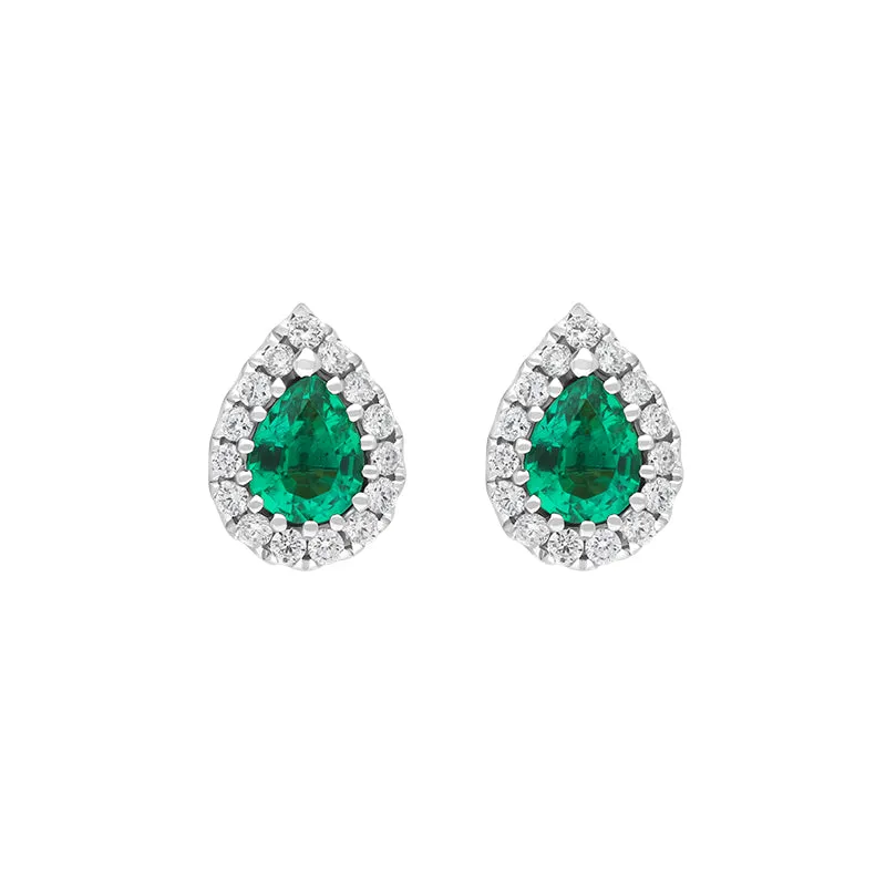 18ct White Gold 0.40ct Emerald Diamond Pear Stud Earrings