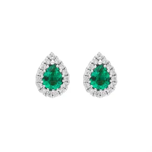 18ct White Gold 0.40ct Emerald Diamond Pear Stud Earrings
