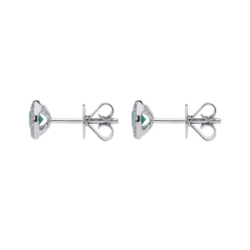 18ct White Gold 0.43ct Emerald Diamond Round Stud Earrings