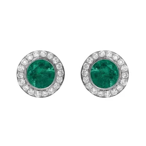 18ct White Gold 0.43ct Emerald Diamond Round Stud Earrings