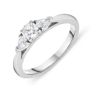18ct White Gold 0.48ct Diamond Brilliant Cut Trilogy Ring