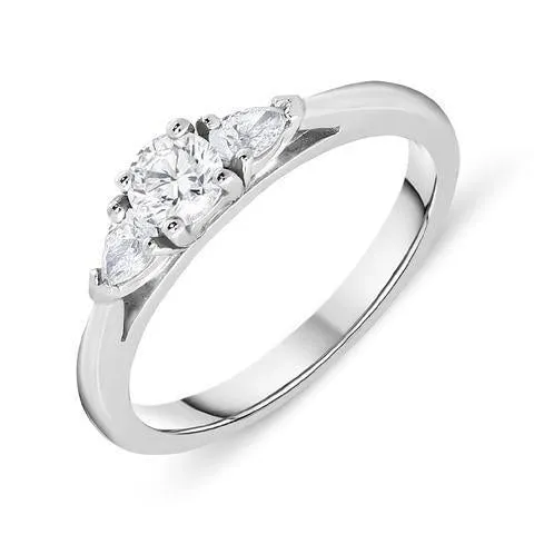 18ct White Gold 0.48ct Diamond Brilliant Cut Trilogy Ring
