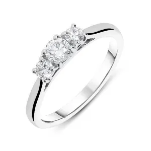 18ct White Gold 0.50ct Diamond Brilliant Cut Claw Set Trilogy Ring