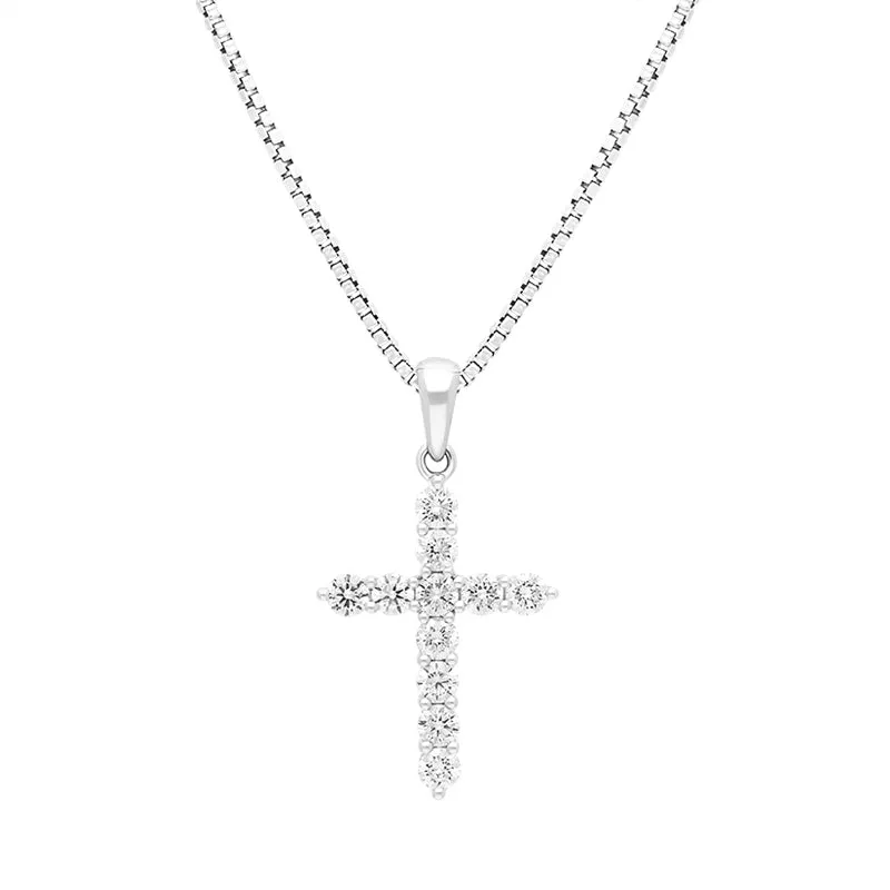 18ct White Gold 0.50ct Diamond Cross Pendant