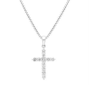 18ct White Gold 0.50ct Diamond Cross Pendant