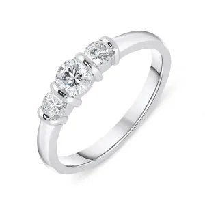 18ct White Gold 0.50ct Diamond Trilogy Bar Set Ring