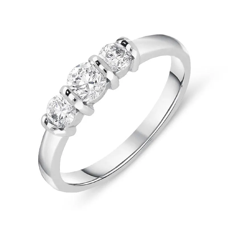 18ct White Gold 0.50ct Diamond Trilogy Bar Set Ring