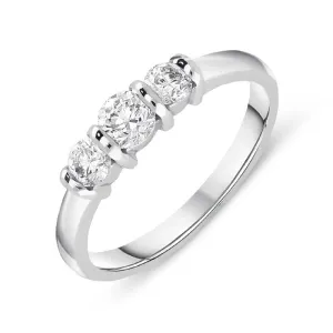 18ct White Gold 0.50ct Diamond Trilogy Bar Set Ring
