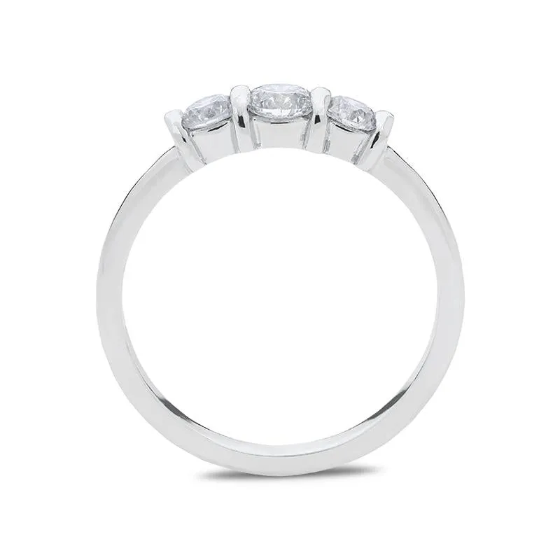 18ct White Gold 0.50ct Diamond Trilogy Bar Set Ring