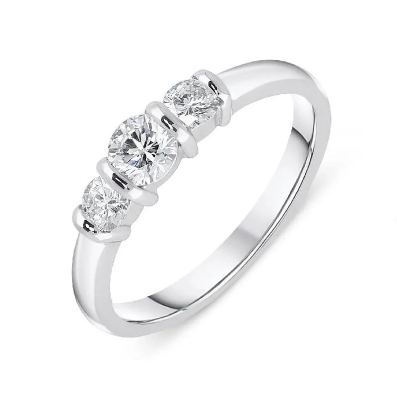 18ct White Gold 0.50ct Diamond Trilogy Bar Set Ring