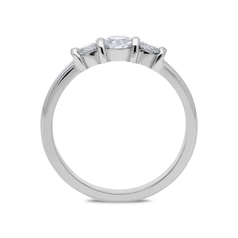 18ct White Gold 0.50ct Diamond Trilogy Bar Set Ring