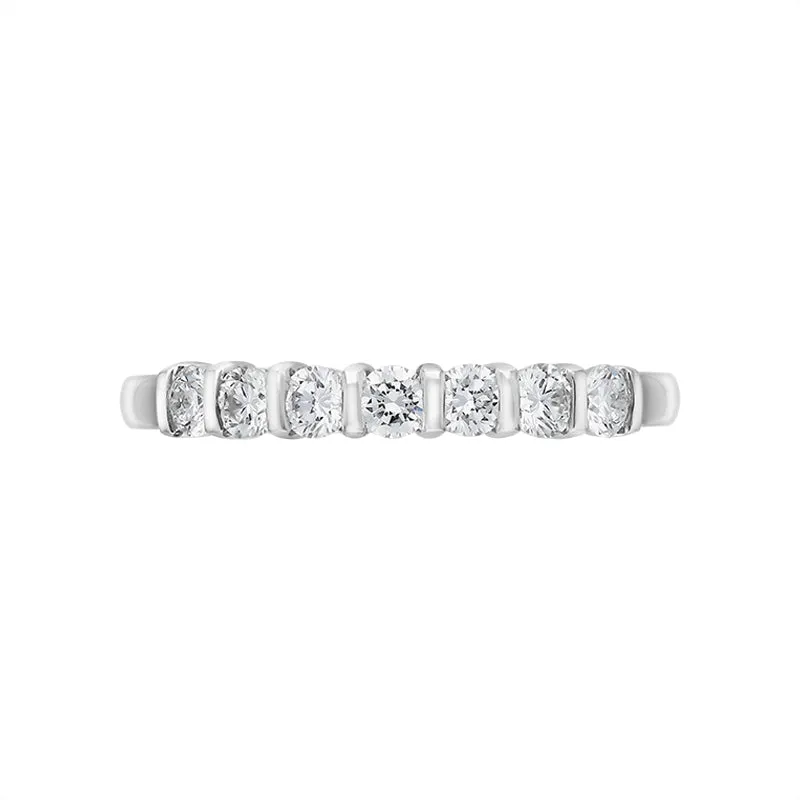 18ct White Gold 0.51ct Diamond Seven Stone Bar Set Ring