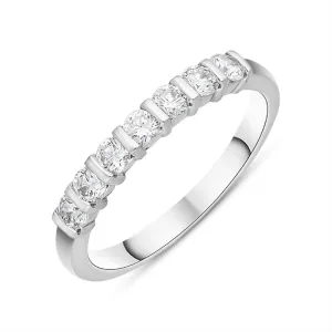 18ct White Gold 0.51ct Diamond Seven Stone Bar Set Ring