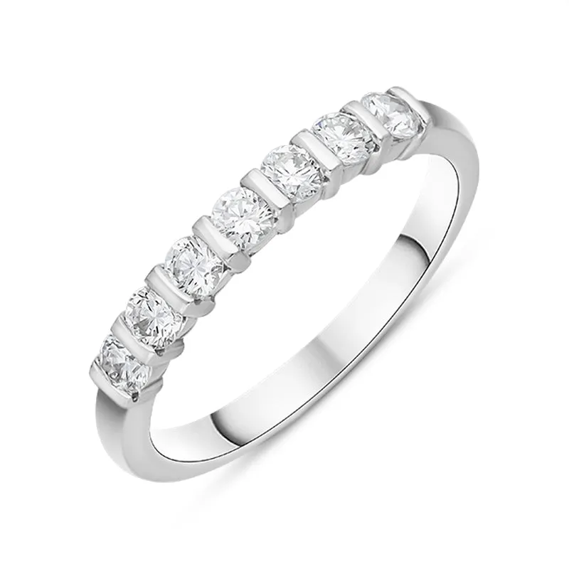 18ct White Gold 0.51ct Diamond Seven Stone Bar Set Ring
