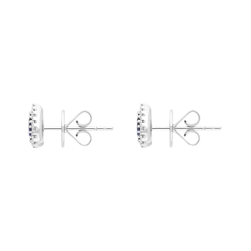 18ct White Gold 0.53ct Sapphire Diamond Pear Cut Cluster Earrings