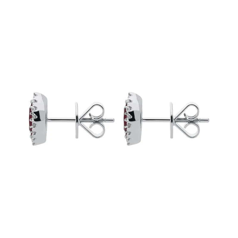18ct White Gold 0.54ct Ruby Diamond Marquise Stud Earrings