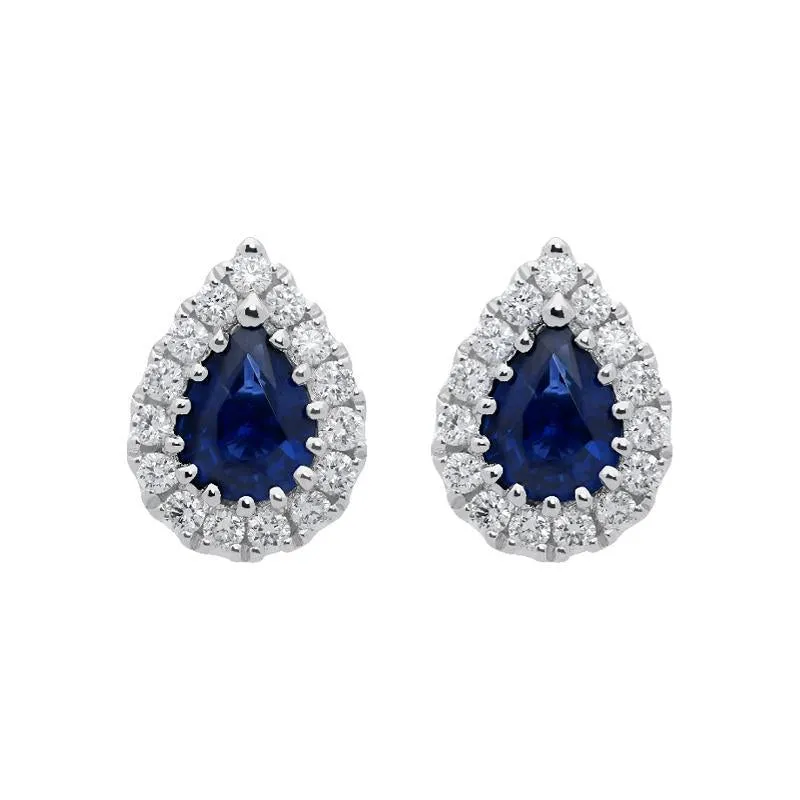 18ct White Gold 0.54ct Sapphire Diamond Pear Cut Stud Earrings