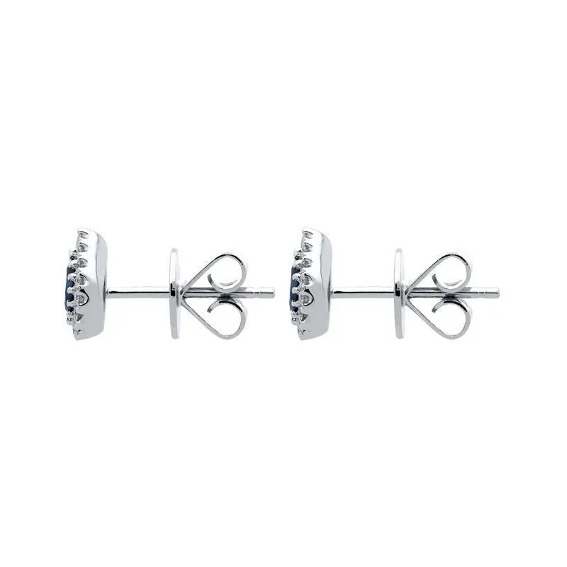 18ct White Gold 0.54ct Sapphire Diamond Pear Cut Stud Earrings