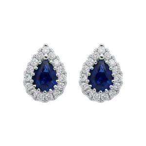 18ct White Gold 0.54ct Sapphire Diamond Pear Cut Stud Earrings