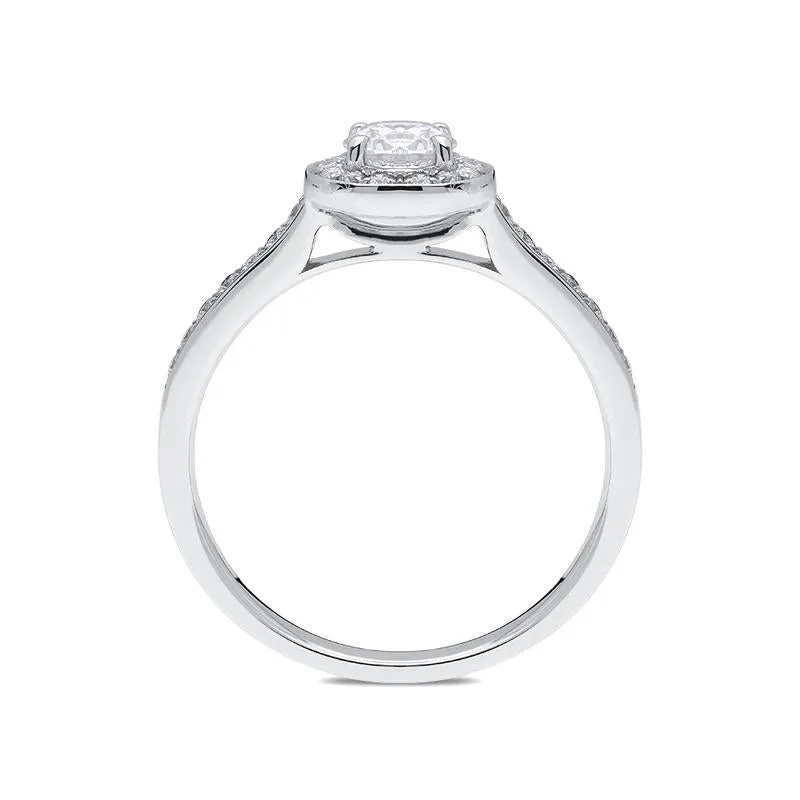 18ct White Gold 0.55ct Diamond Brilliant Cut Halo Ring