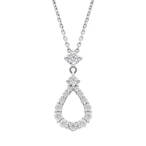 18ct White Gold 0.59ct Diamond Open Pear Necklace