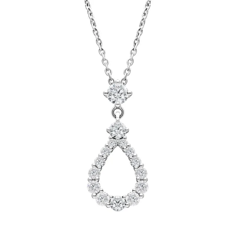 18ct White Gold 0.59ct Diamond Open Pear Necklace