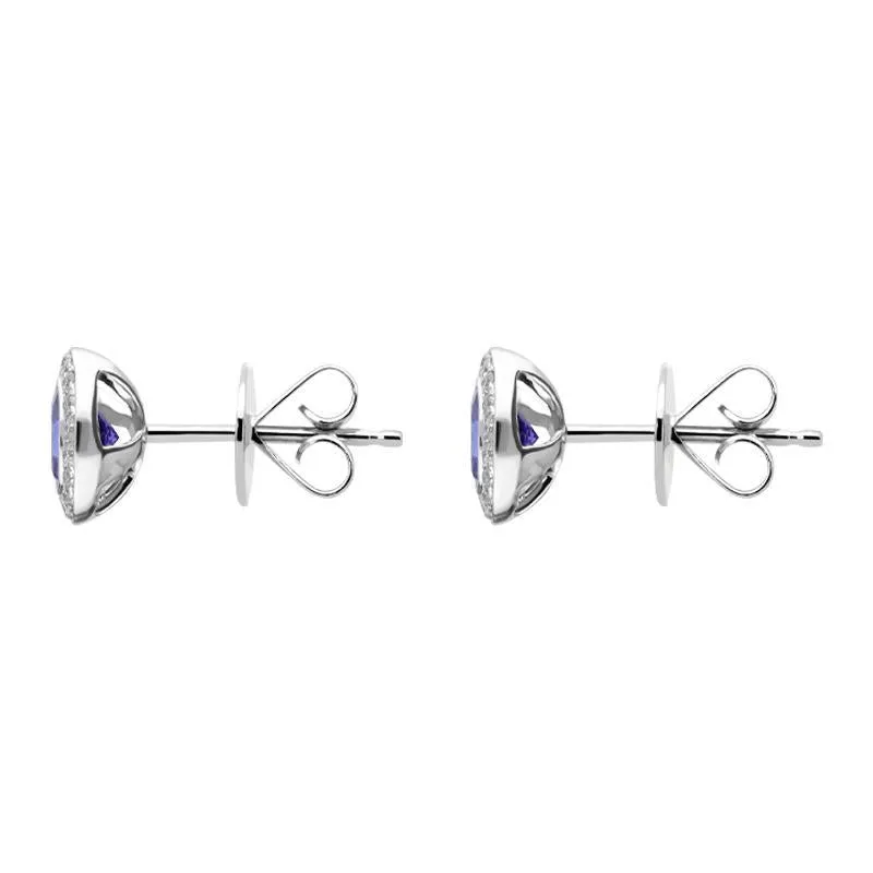 18ct White Gold 0.60ct Tanzanite Diamond Round Stud Earrings