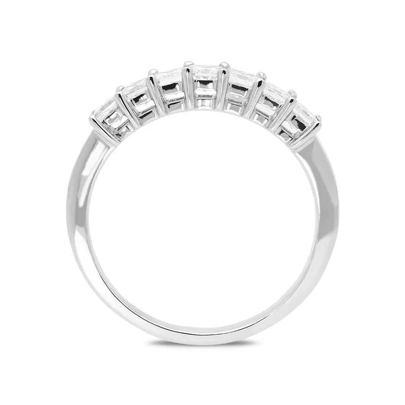 18ct White Gold 0.68ct Diamond Princess Cut Wedding Half Eternity Ring D