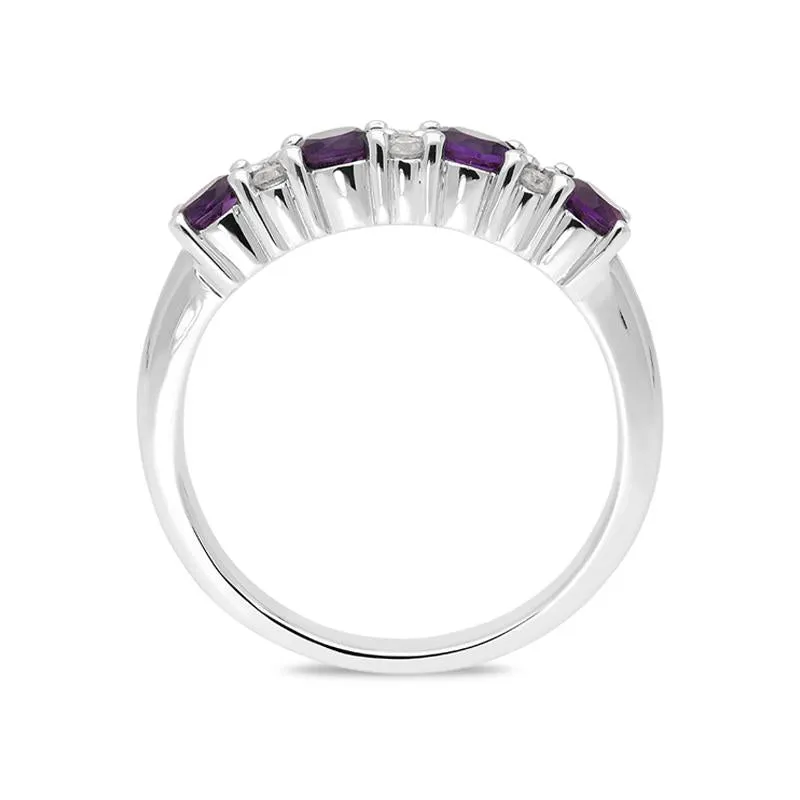 18ct White Gold 0.72ct Amethyst Diamond Ring