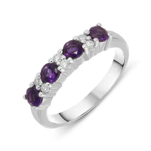 18ct White Gold 0.72ct Amethyst Diamond Ring