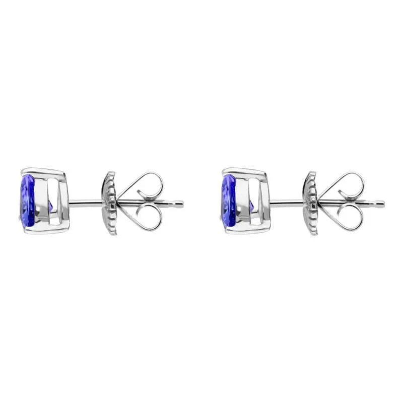 18ct White Gold 0.73ct Tanzanite Trillion Cut Stud Earrings