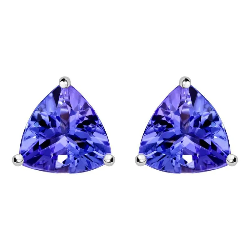 18ct White Gold 0.73ct Tanzanite Trillion Cut Stud Earrings