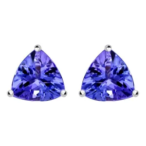 18ct White Gold 0.73ct Tanzanite Trillion Cut Stud Earrings