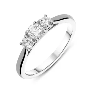 18ct White Gold 0.75ct Diamond Trilogy Ring
