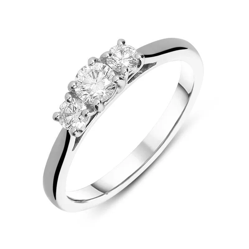 18ct White Gold 0.75ct Diamond Trilogy Ring