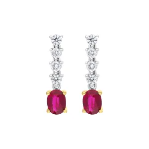 18ct White Gold 0.76ct Ruby 0.31ct Diamond Drop Earrings