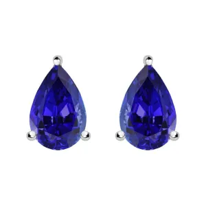 18ct White Gold 0.78ct Tanzanite Claw Set Pear Stud Earrings D
