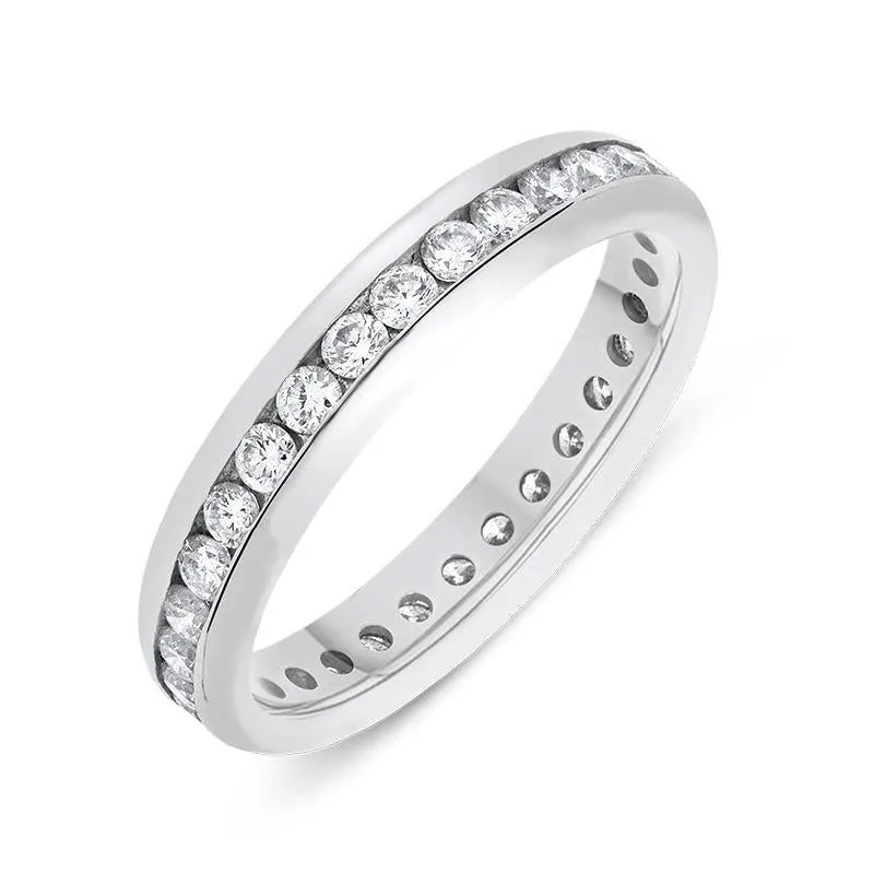 18ct White Gold 0.79ct Diamond Brilliant Cut Channel Set Wedding Eternity Ring