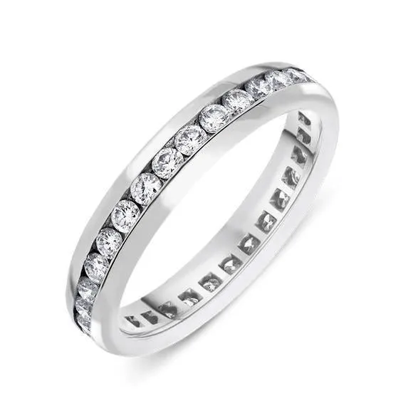 18ct White Gold 0.80ct Diamond Channel Set Wedding Eternity Ring