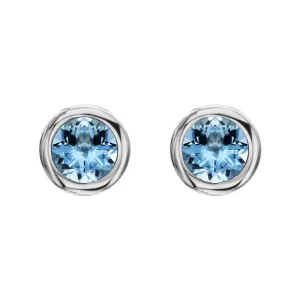 18ct White Gold 0.88ct Aquamarine Solitaire Stud Earrings